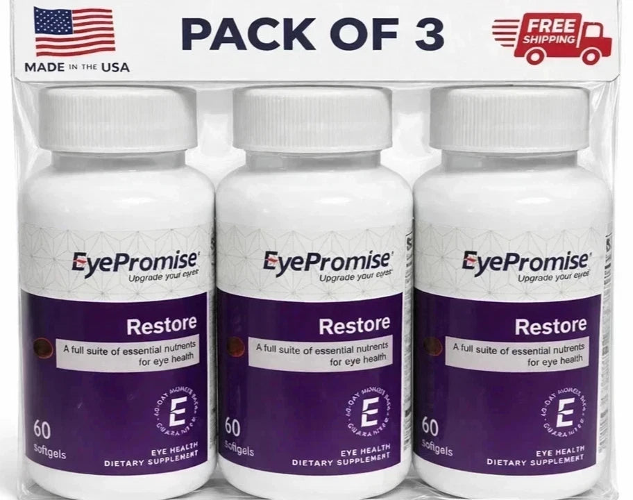 3 Pack EyePromise Restore Macular Health Supplement 180 Softgels NEW SEALED USA