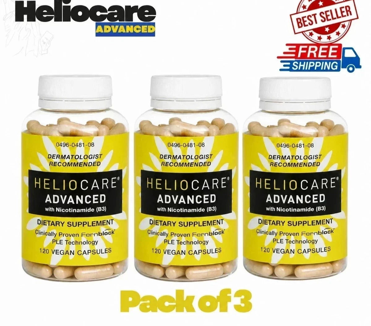 3 Packs Heliocare Advanced Nicotinamide B3 Skin Health 360 Capsules Exp: /2028