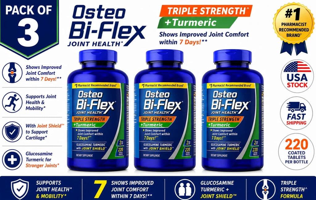 Osteo Bi-Flex Triple Strength with TURMERIC / 220 ct. / NEW & SEALED Pack of 3