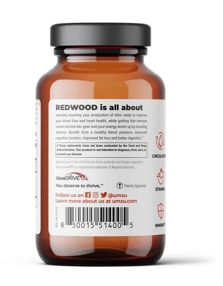 UMZU Redwood Blood Flow Support Dietary Supplement 30 Day Supply (180 Capsules)