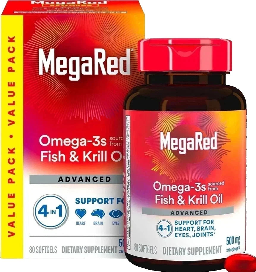 2 Pack – MegaRed Omega-3 Fish Oil + Krill Oil 500mg | 80 Softgel Best sale