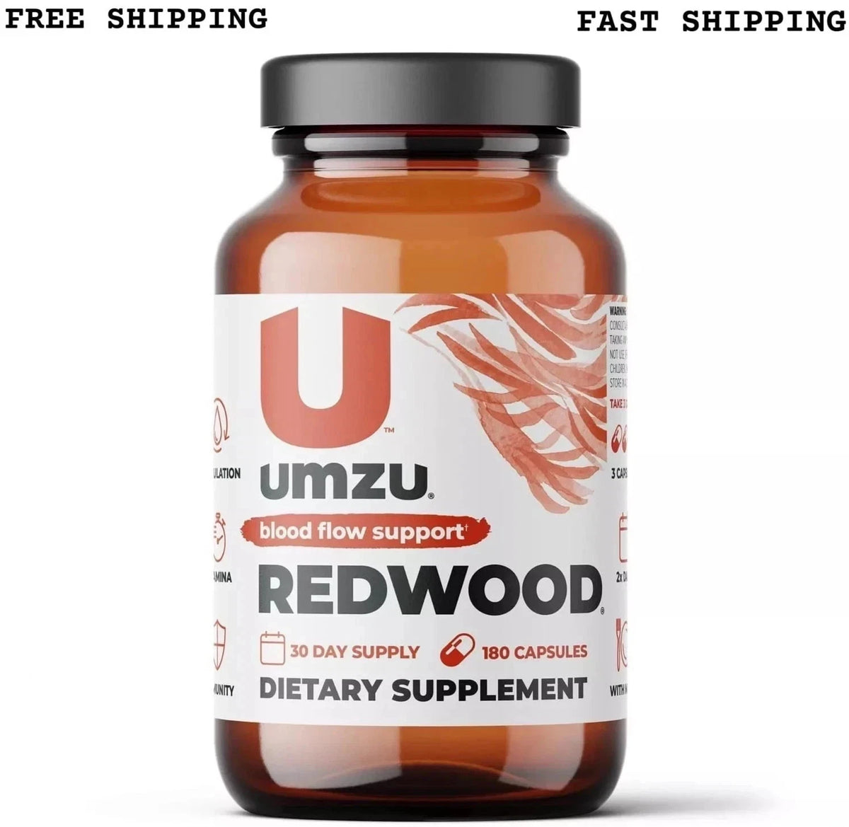 UMZU Redwood Blood Flow Support Dietary Supplement 30 Day Supply (180 Capsules)