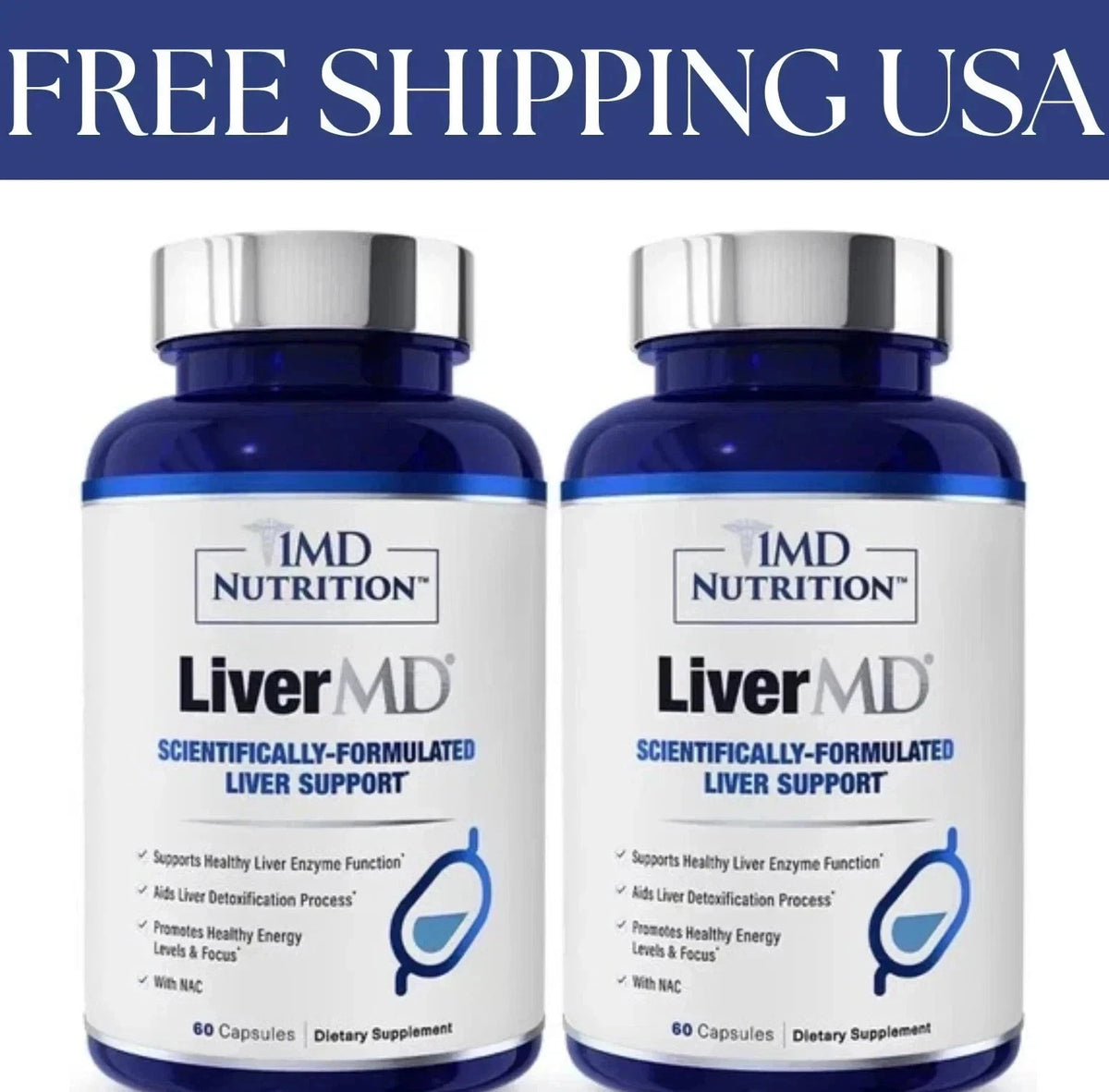 2 Packs 1MD Nutrition LiverMD - Liver Support Supplement New | Exp 11/2027