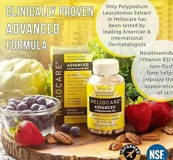 2 Packs Heliocare Advanced Nicotinamide B3 Skin Health 120 Capsules Exp: /2028