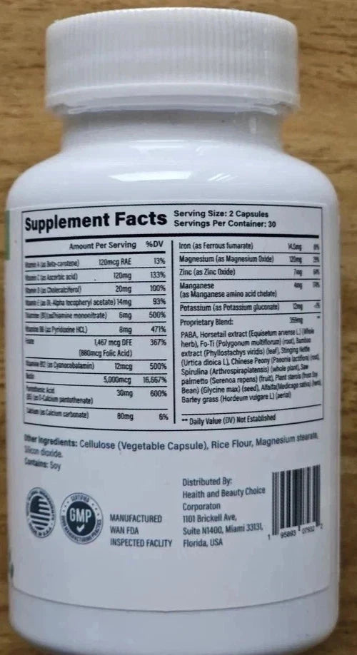 1 Pack Vital Hair Complex Hair Growth Vitamins for Women & Men Biotin NEW
