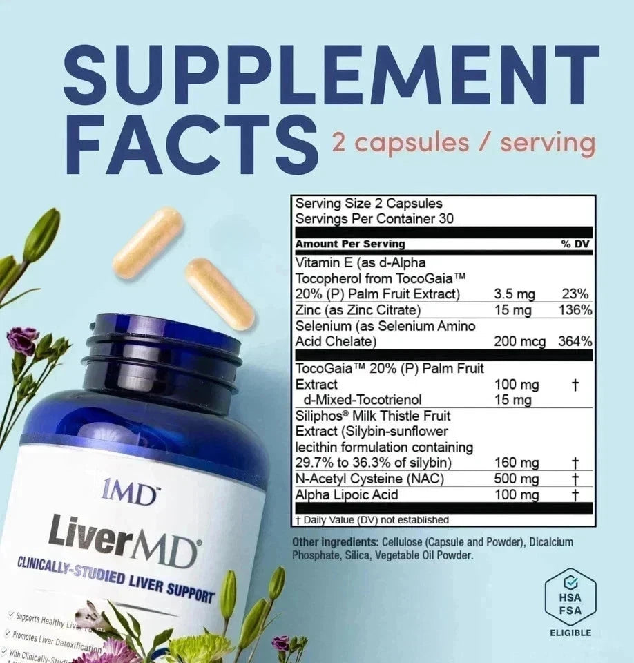 3 Packs 1MD Nutrition LiverMD - Liver Support Supplement 180 Capsule Exp 12/2027