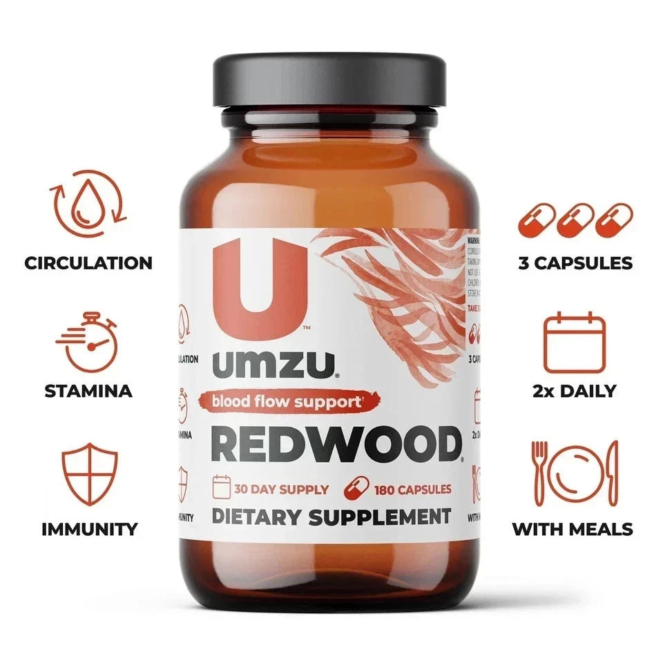 UMZU Redwood Blood Flow Support Dietary Supplement 30 Day Supply (180 Capsules)