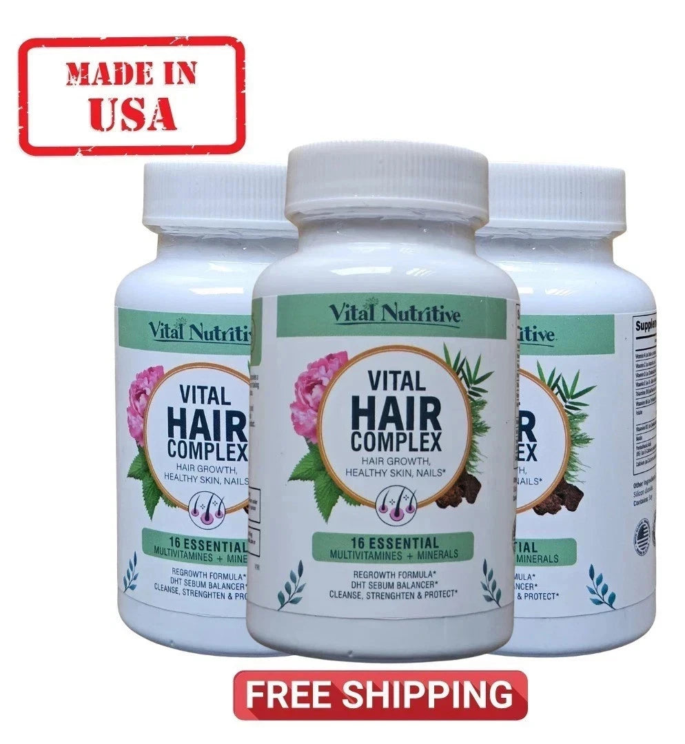 3 Pack Vital Hair Complex Hair Growth Vitamins for Women & Men Biotin