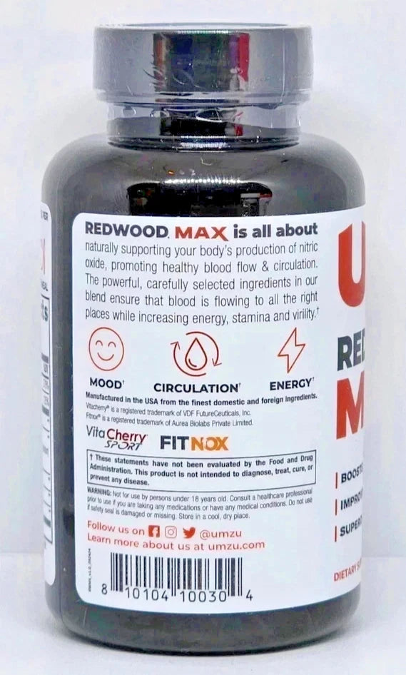 UMZU Redwood MAX 60 Capsules | Boost Nitric Oxide, BlUMZU ood Flow & Stamina USA