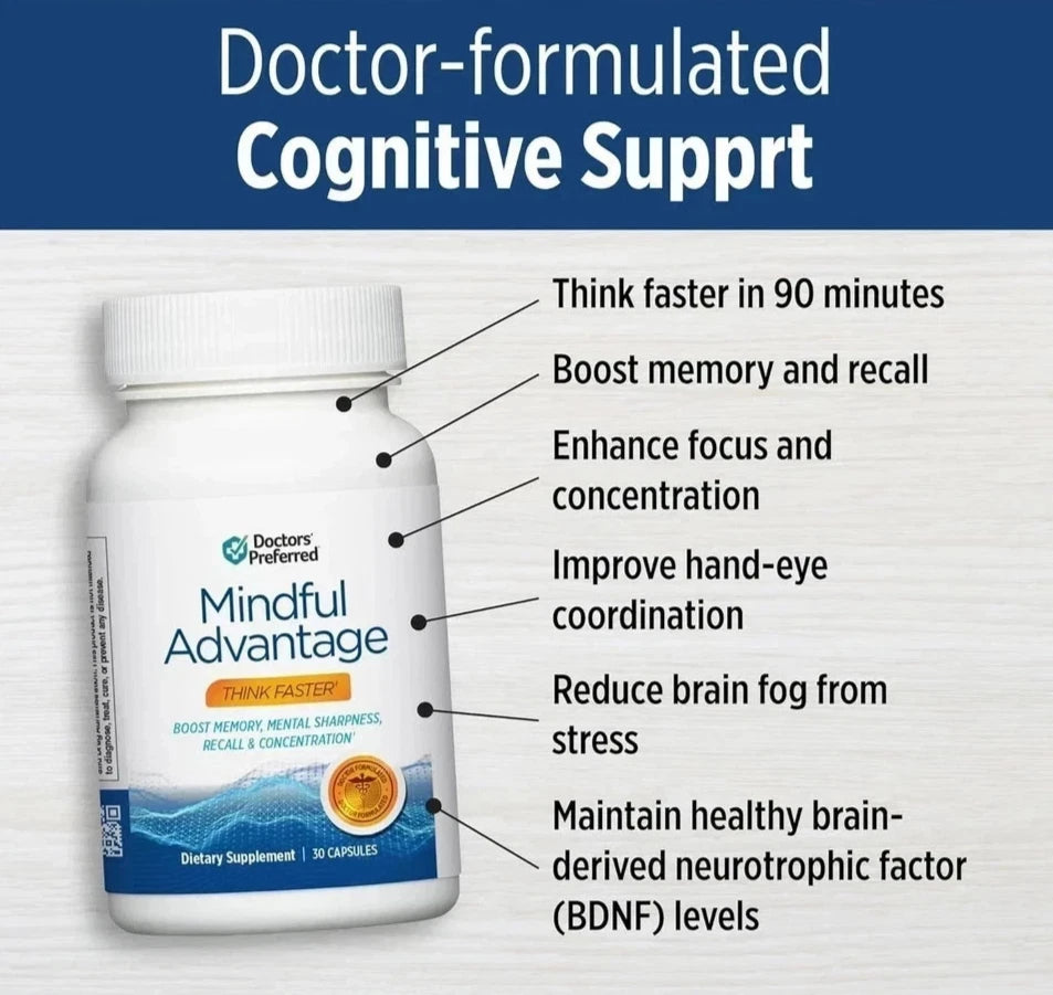 2 Pack Mindful Advantage Brain Memory Focus Supplement 30 Caps - Expiry 2028