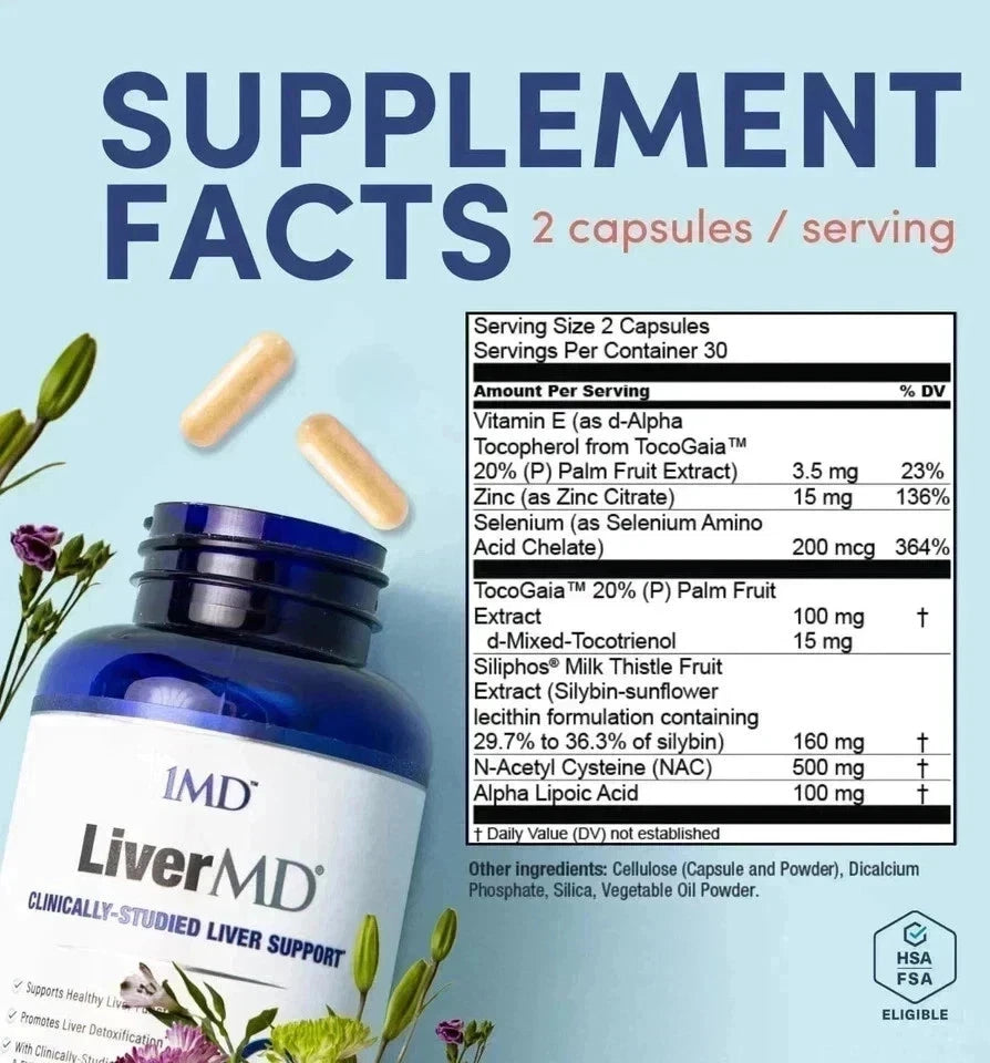 2 Packs 1MD Nutrition LiverMD - Liver Support Supplement New | Exp 11/2027