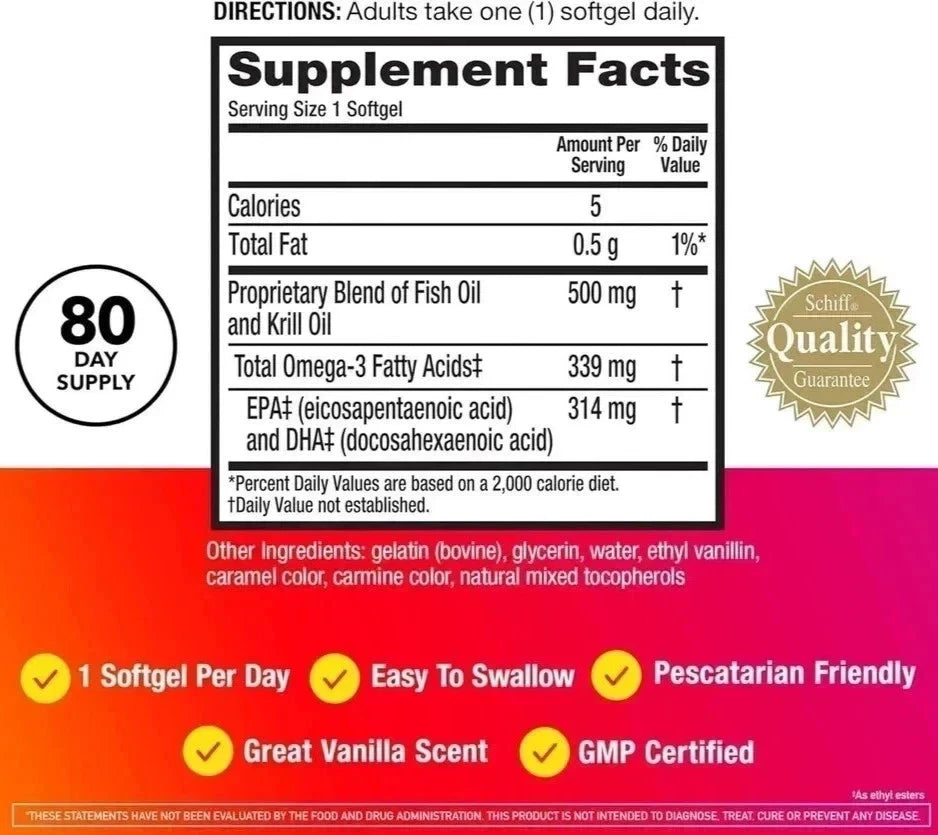 2 Pack – MegaRed Omega-3 Fish Oil + Krill Oil 500mg | 80 Softgel Best sale